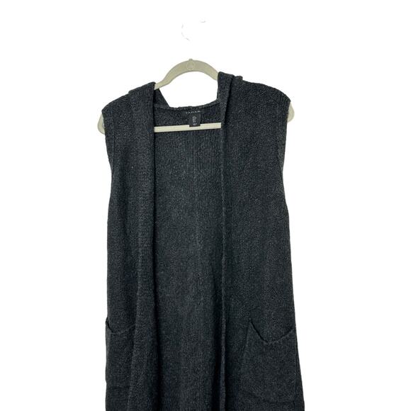 Tahari Charcoal Gray Longline Hooded Cardigan Sweater Women's Small - Picture 3 of 5